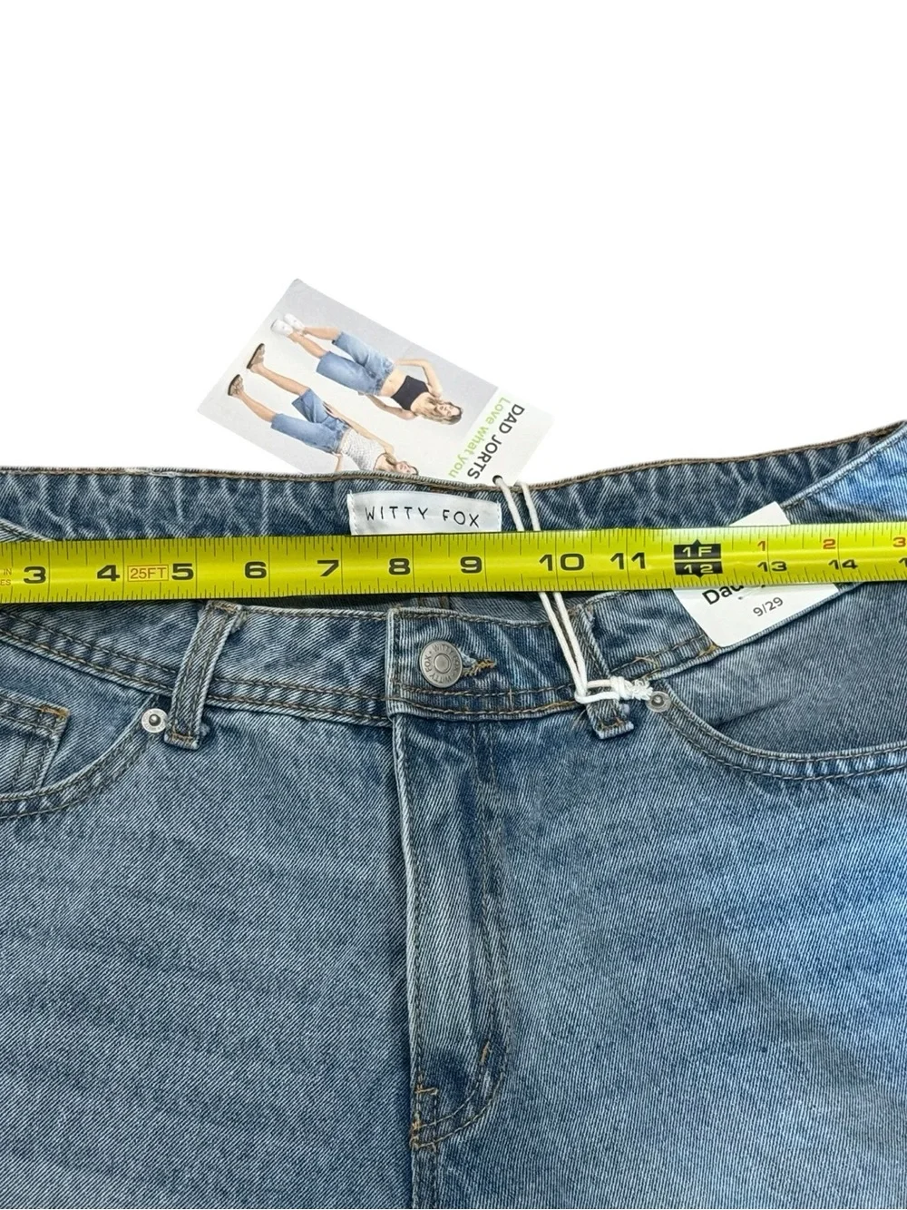 Witty Fox 90s Baggy Dad Jorts Light Wash Denim Streetwear 9/29